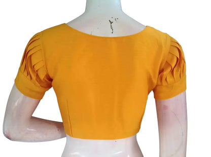 Plain Silk Puff Sleeves Saree Blouse – Ready to Wear for Weddings & Festivals - D3blouses