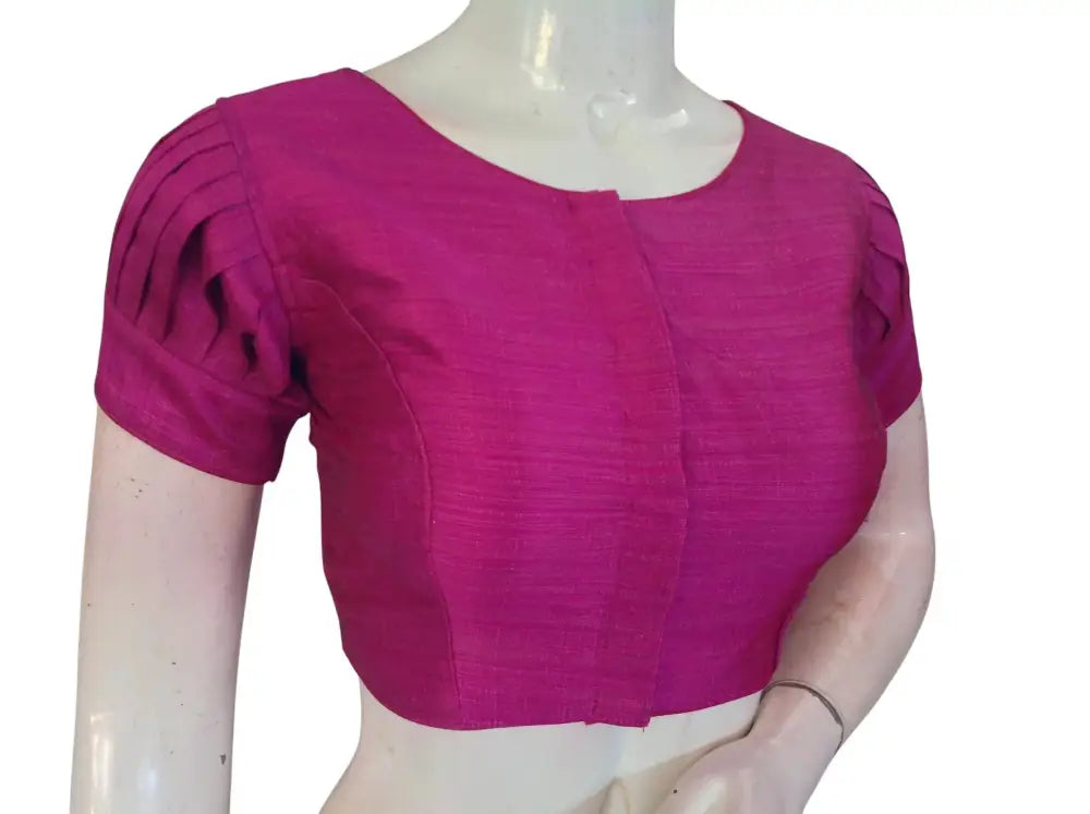 Plain Silk Puff Sleeves Saree Blouse – Ready to Wear for Weddings & Festivals - D3blouses