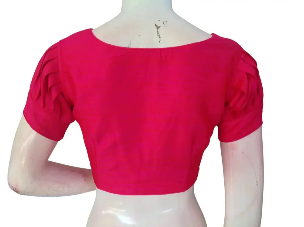 Plain Silk Puff Sleeves Saree Blouse – Ready to Wear for Weddings & Festivals - D3blouses