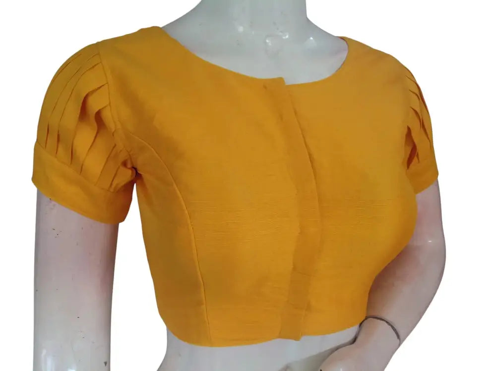 Plain Silk Puff Sleeves Saree Blouse – Ready to Wear for Weddings & Festivals - D3blouses