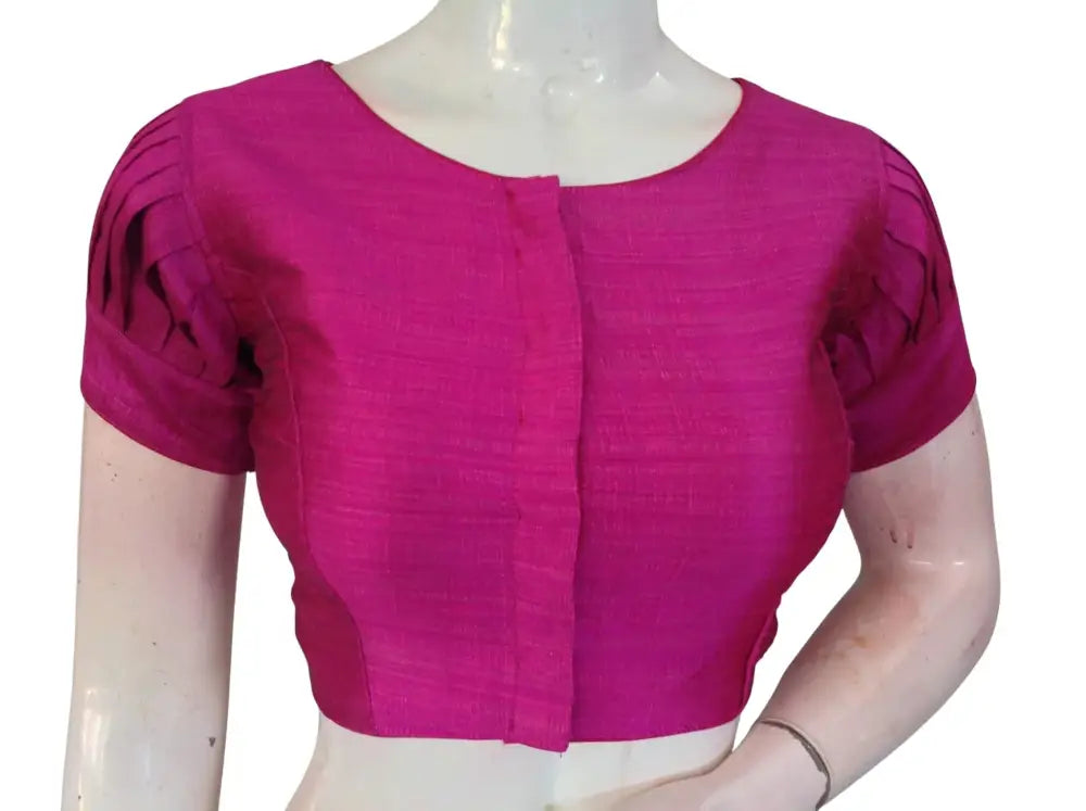 Plain Silk Puff Sleeves Saree Blouse – Ready to Wear for Weddings & Festivals - D3blouses