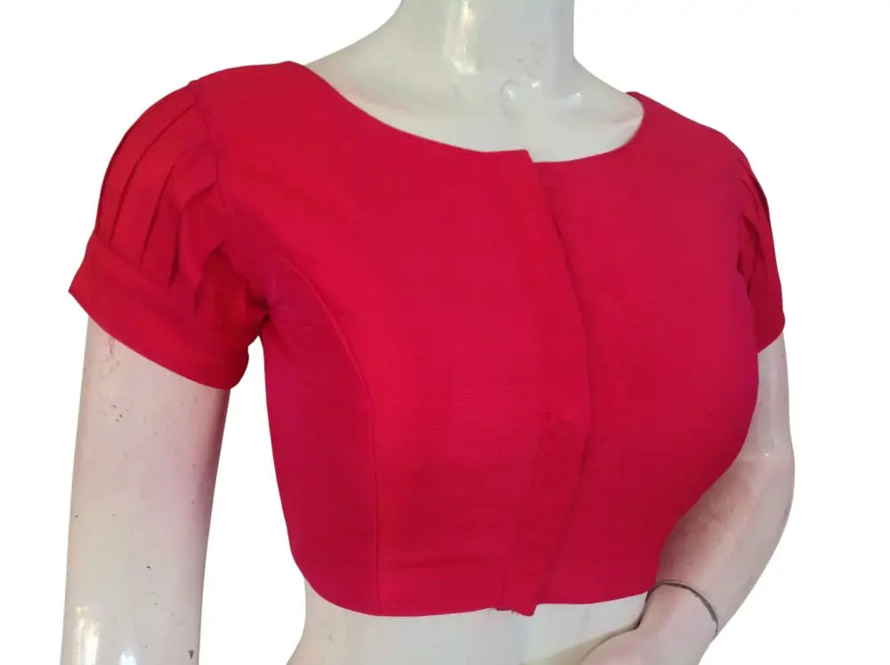 Plain Silk Puff Sleeves Saree Blouse – Ready to Wear for Weddings & Festivals - D3blouses