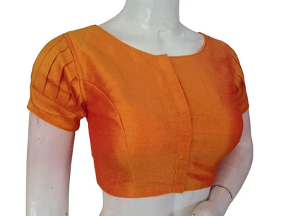 Plain Silk Puff Sleeves Saree Blouse – Ready to Wear for Weddings & Festivals - D3blouses