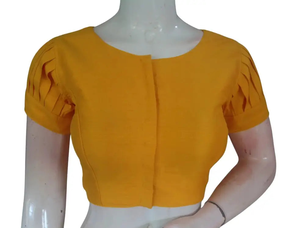 Plain Silk Puff Sleeves Saree Blouse – Ready to Wear for Weddings & Festivals - D3blouses