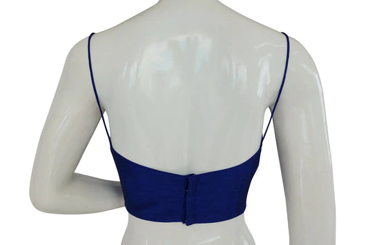 Plain Sleeveless Readymade Saree blouse with Spaghetti Strap, Indian Silk saree Readymade blouse - D3blouses