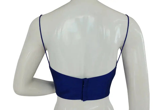 Plain Sleeveless Readymade Saree blouse with Spaghetti Strap, Indian Silk saree Readymade blouse - D3blouses