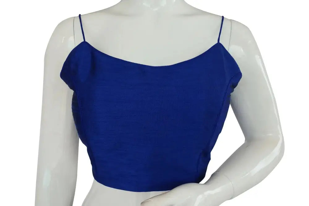 Plain Sleeveless Readymade Saree blouse with Spaghetti Strap, Indian Silk saree Readymade blouse - D3blouses