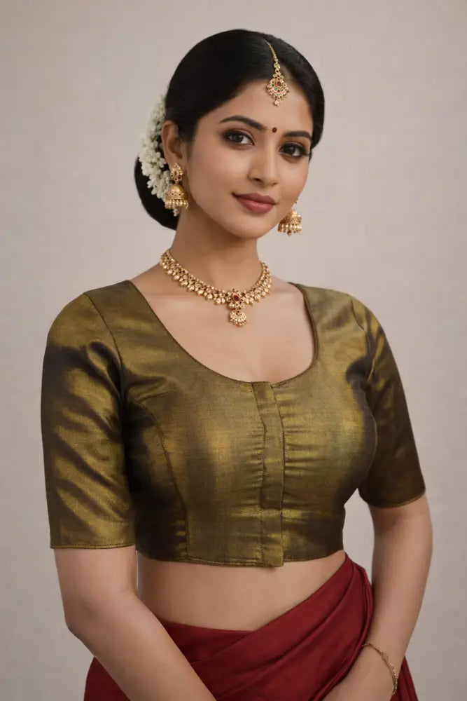 Tissue Silk Readymade saree blouse from d3blouses