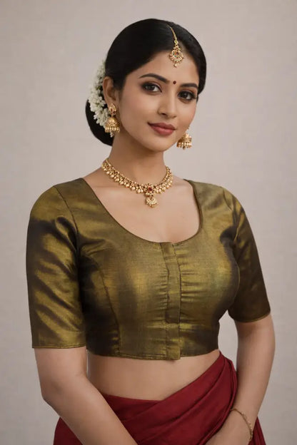 Tissue Silk Readymade saree blouse from d3blouses