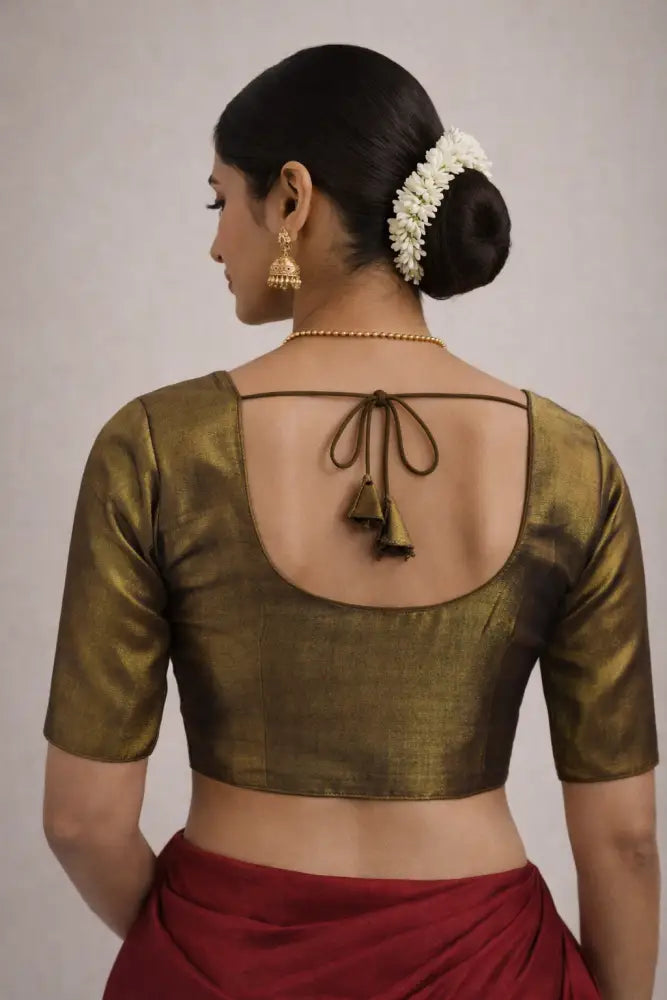 Plain Tissue Silk Saree Readymade Blouse | Multiple Colors | Wedding & Festive Wear - Readymade Blouse