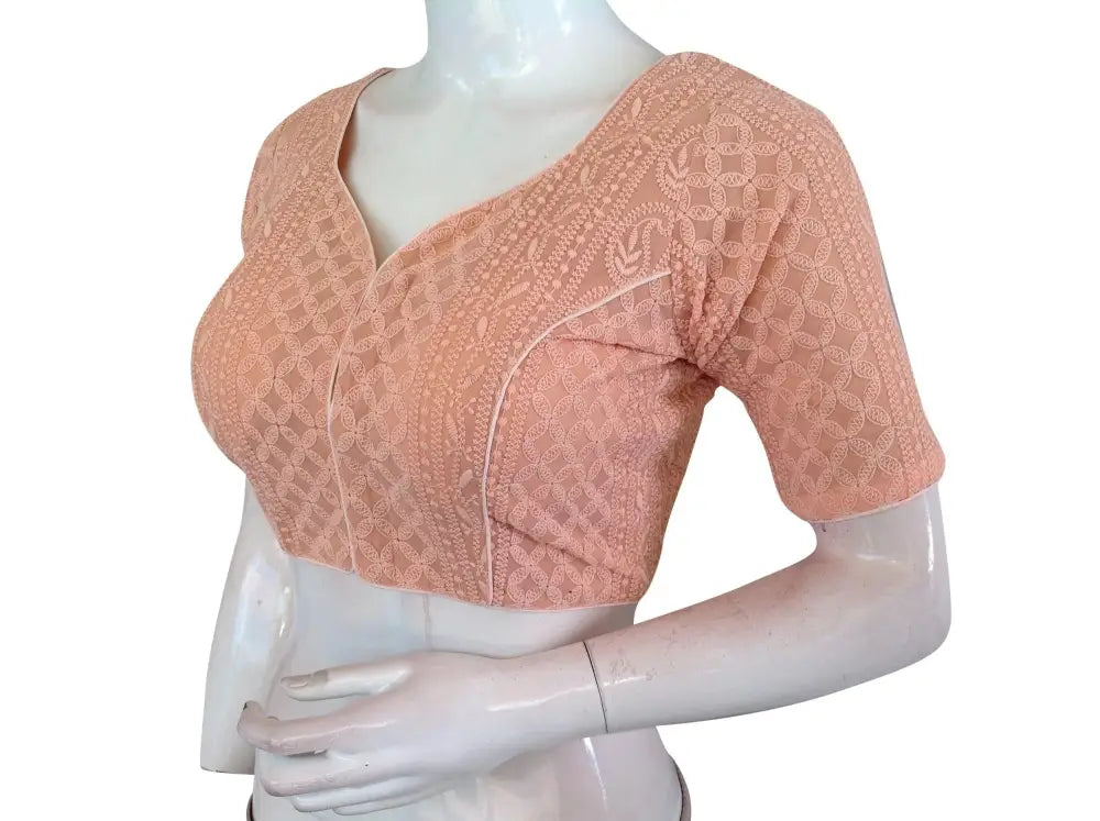 Plus Size Chikankari Embroidery Indian saree Readymade blouse - D3blouses