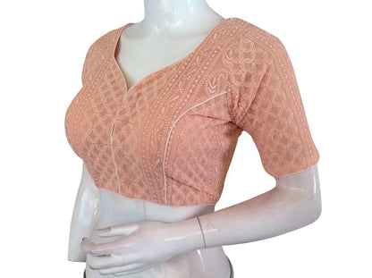 Plus Size Chikankari Embroidery Indian saree Readymade blouse - D3blouses