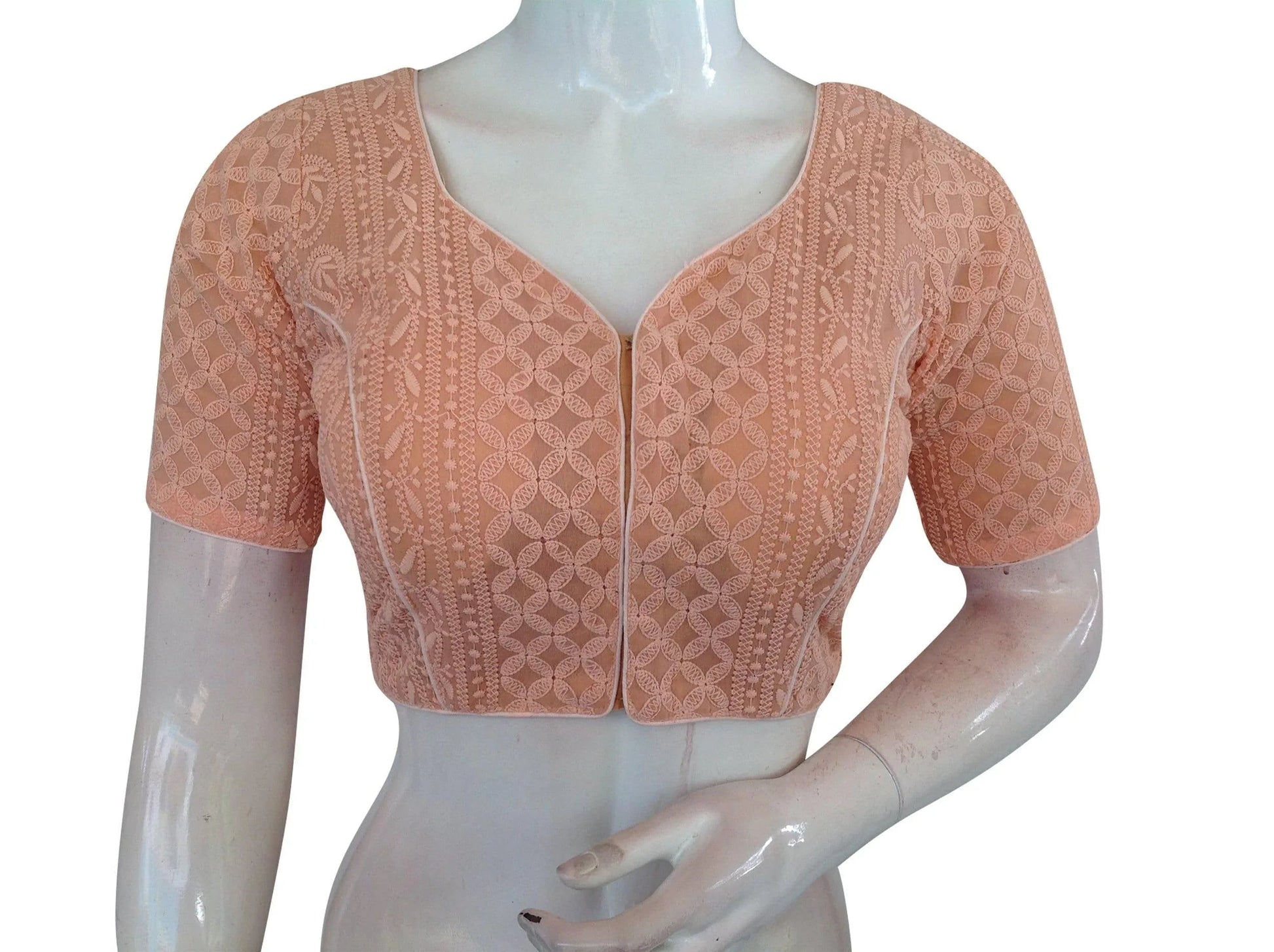 Plus Size Chikankari Embroidery Indian saree Readymade blouse - D3blouses