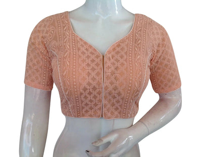 Plus Size Chikankari Embroidery Indian saree Readymade blouse - D3blouses