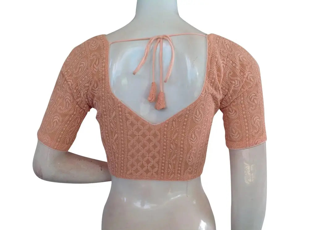 Plus Size Chikankari Embroidery Indian saree Readymade blouse - D3blouses