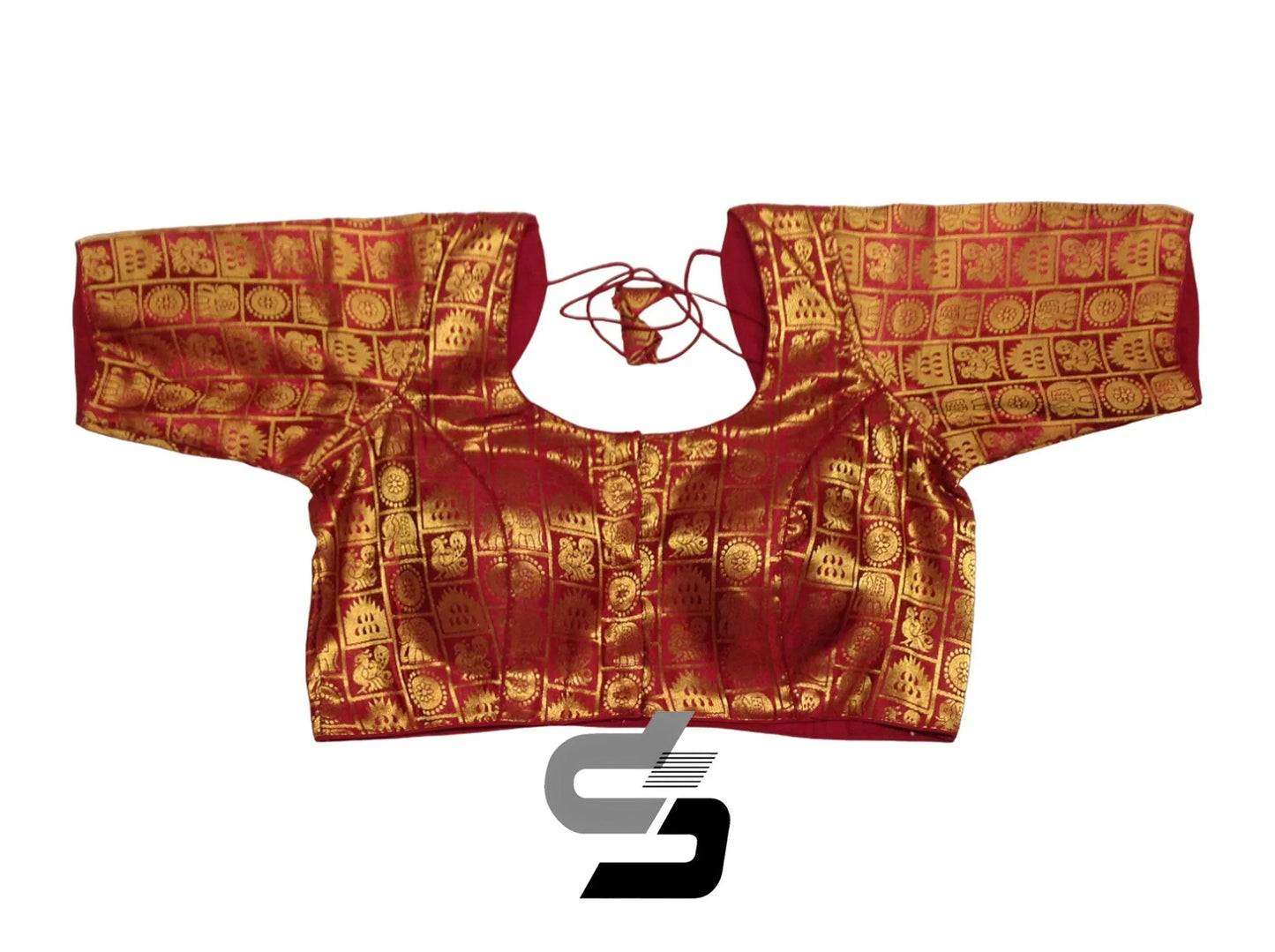 Plus Size Maroon Brocade Silk Saree Blouses, Indian Ethnic Wear - D3blouses