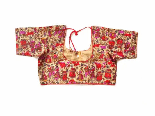 Plus Size Printed Tussar Silk Readymade Blouses/Indian Saree Blouse/42 Size /44 Size/ 46 Size - D3blouses