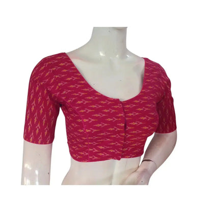 Pretty in Pink: Cotton Printed Readymade Saree Blouse - D3blouses
