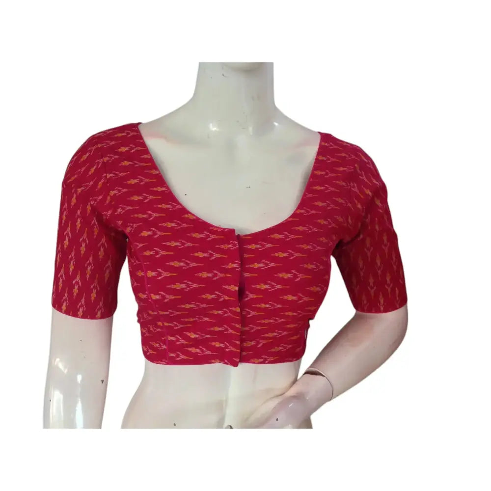 Pretty in Pink: Cotton Printed Readymade Saree Blouse - D3blouses