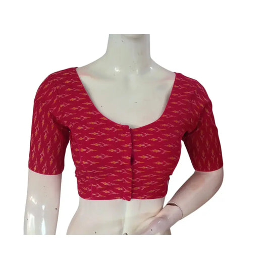 Pretty in Pink: Cotton Printed Readymade Saree Blouse - D3blouses