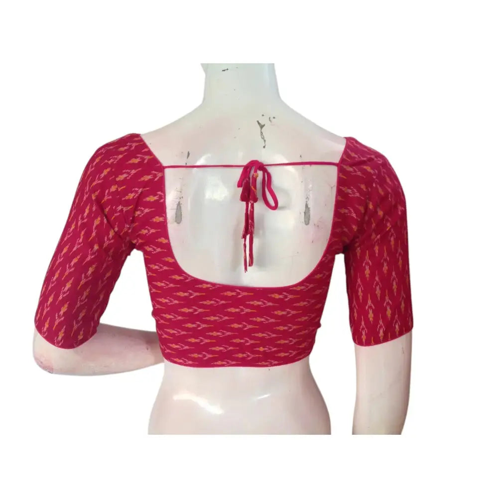 Pretty in Pink: Cotton Printed Readymade Saree Blouse - D3blouses