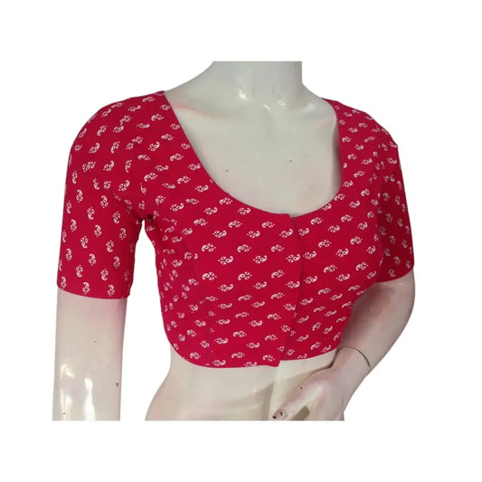 Pretty in Pink: Cotton Printed Readymade Saree Blouse - D3blouses
