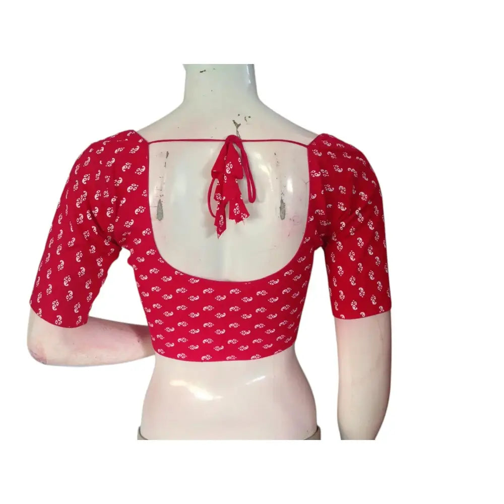 Pretty in Pink: Cotton Printed Readymade Saree Blouse - D3blouses