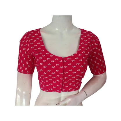 Pretty in Pink: Cotton Printed Readymade Saree Blouse - D3blouses