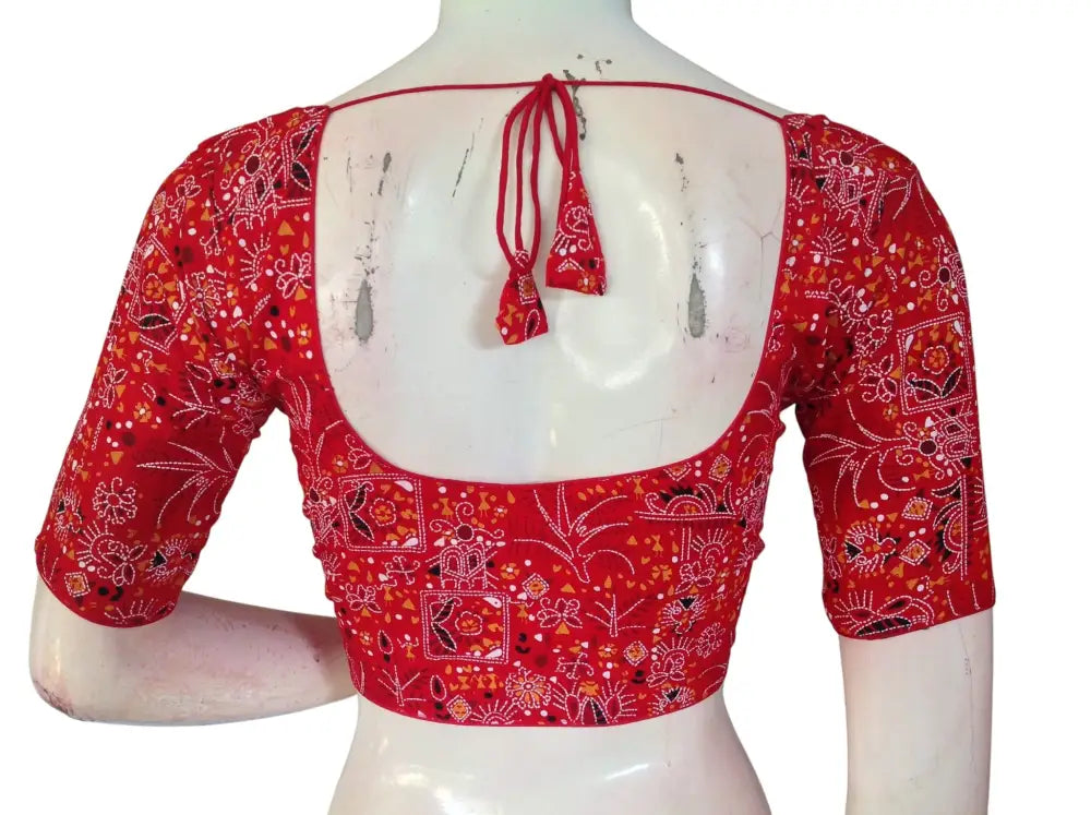 Printed Cotton Readymade Blouse - Multi-Color (Princess Cut) |Indian Saree Choli top Readymade Blouse