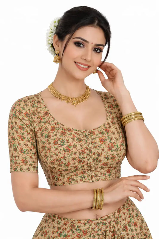 Printed Cotton Readymade Saree Blouse -8 Color Options (Princess Cut)|Choli top Readymade Blouse