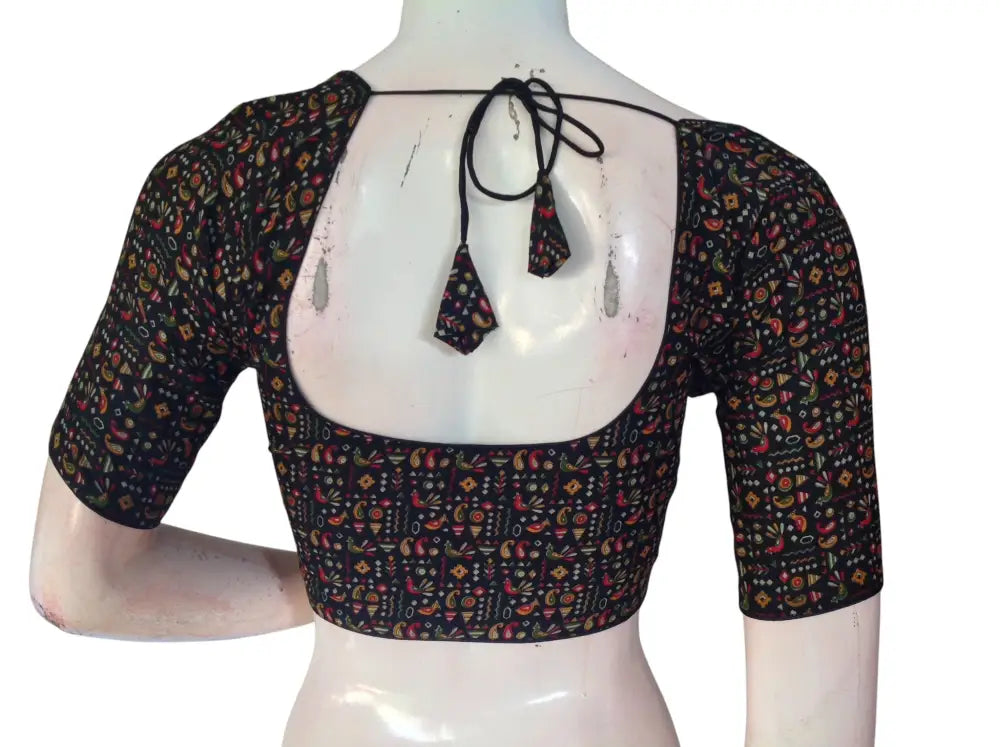 Printed Cotton Readymade Saree Blouse -8 Color Options (Princess Cut)|Choli top Readymade Blouse