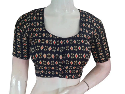 Printed Cotton Readymade Saree Blouse -8 Color Options (Princess Cut)|Choli top Readymade Blouse - Black / 36