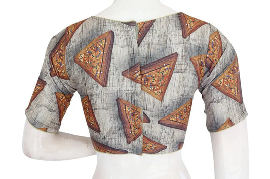 Printed Silk Boat neck Designer Readymade Blouse - D3blouses