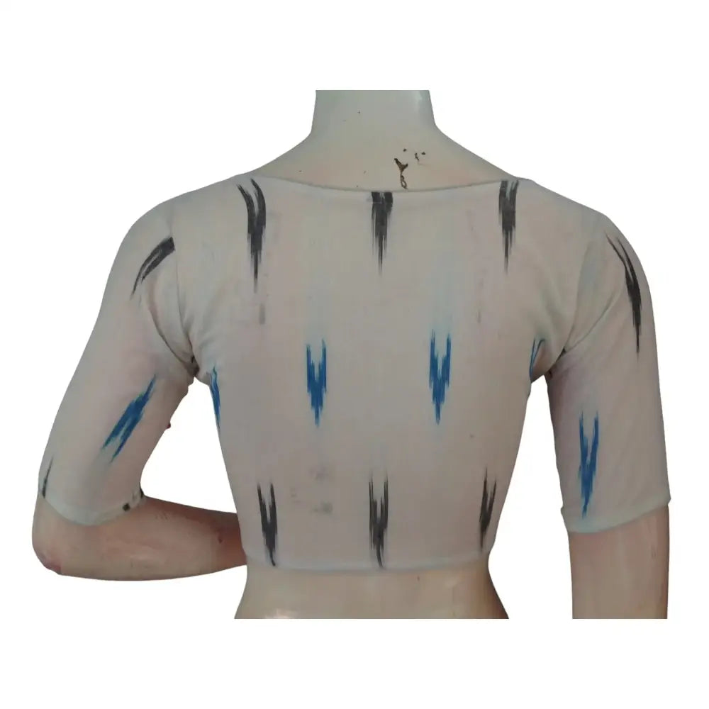 Pristine Elegance: White Cotton High-Neck Readymade Saree Blouse - D3blouses