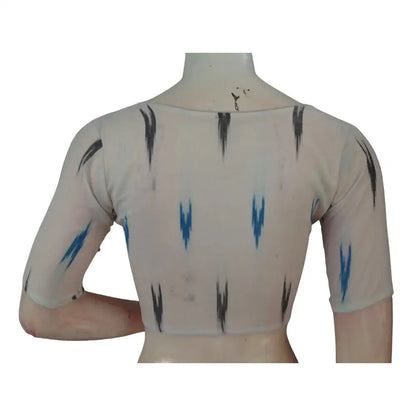 Pristine Elegance: White Cotton High-Neck Readymade Saree Blouse - D3blouses