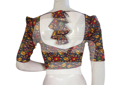 Purple Color Cotton Designer Blouse With Retro Puff Sleeves - D3blouses