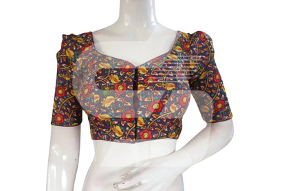 Purple Color Cotton Designer Blouse With Retro Puff Sleeves - D3blouses