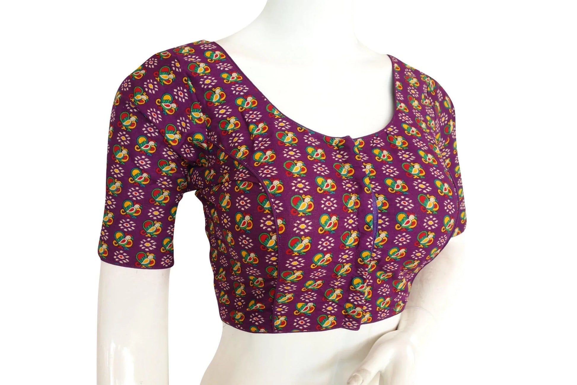 Purple Color Cotton Printed Readymade Blouse From D3 Blouses - D3blouses