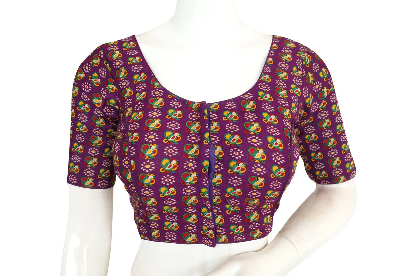 Purple Color Cotton Printed Readymade Blouse From D3 Blouses - D3blouses