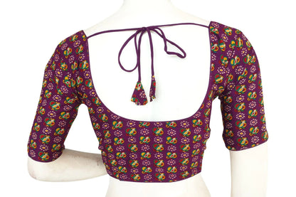 Purple Color Cotton Printed Readymade Blouse From D3 Blouses - D3blouses