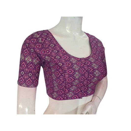Purple Color Cotton Ready made Saree Blouse: Regal & Refined - D3blouses