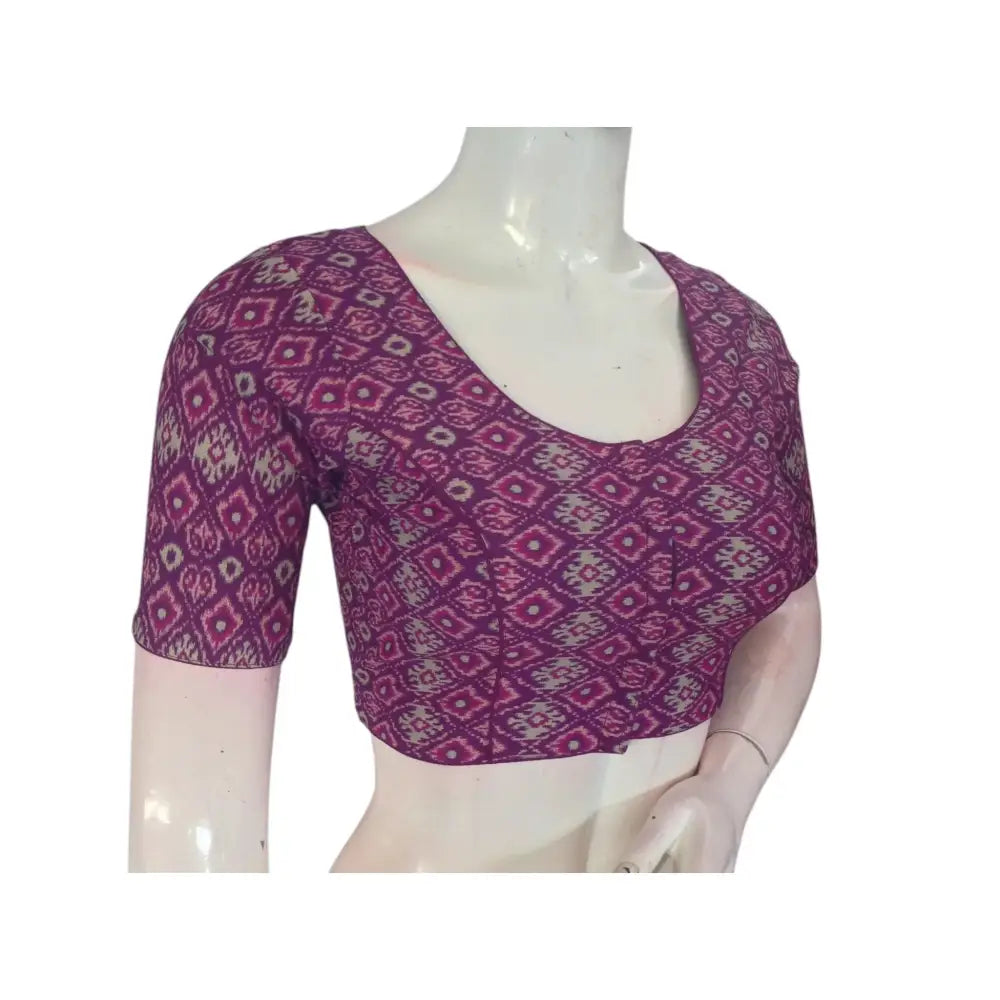 Purple Color Cotton Ready made Saree Blouse: Regal & Refined - D3blouses