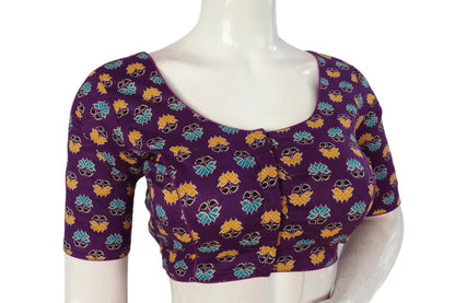 Purple Color Patola Print Cotton Readymade Saree Blouse - D3blouses