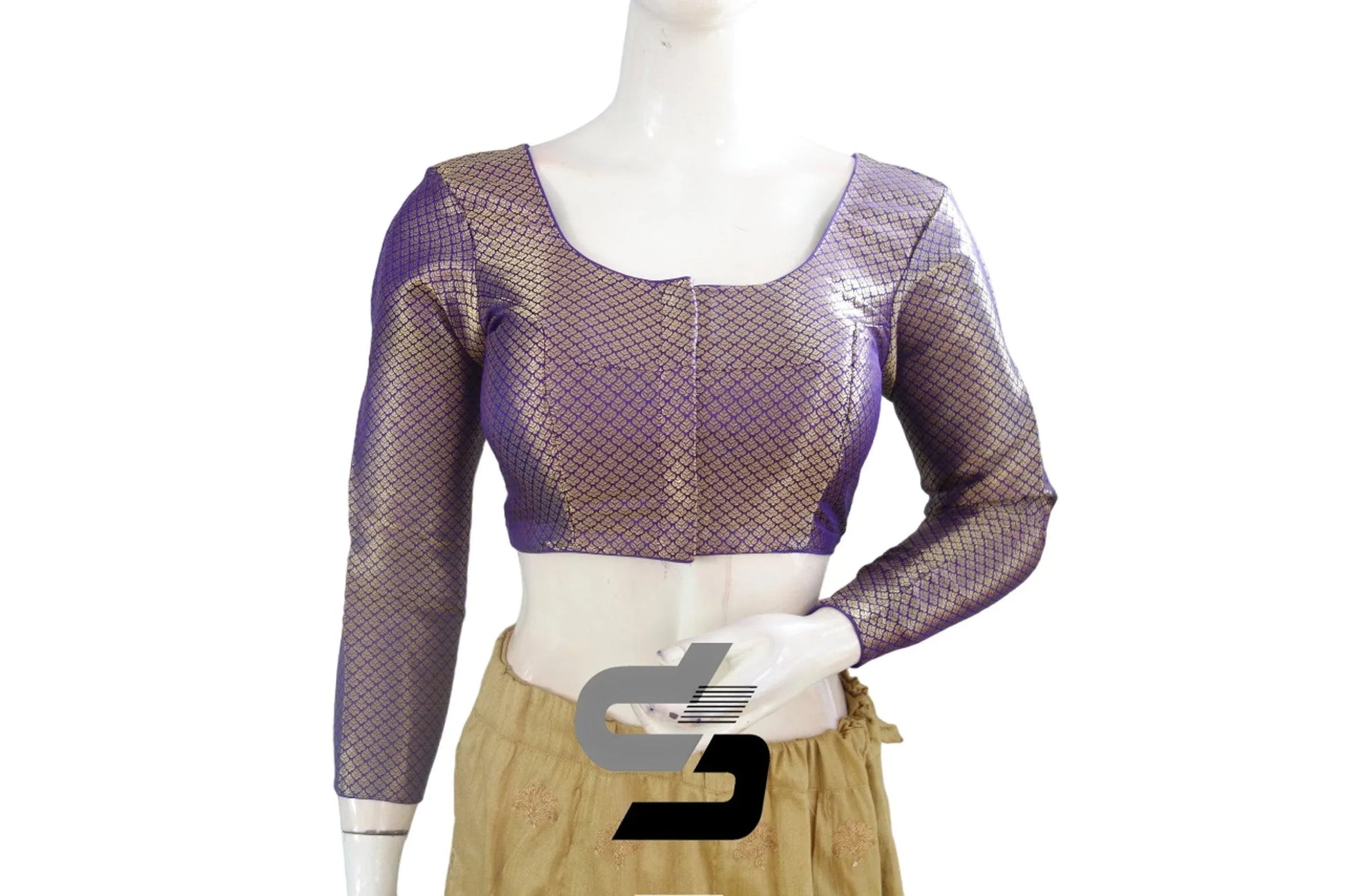Purple Saree Blouse, Premium Brocade Readymade Saree Blouse, Indian Choli Top Online - D3blouses