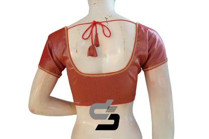 Radiant Red, Plain Tissue Readymade Blouses with Stone Work - D3blouses