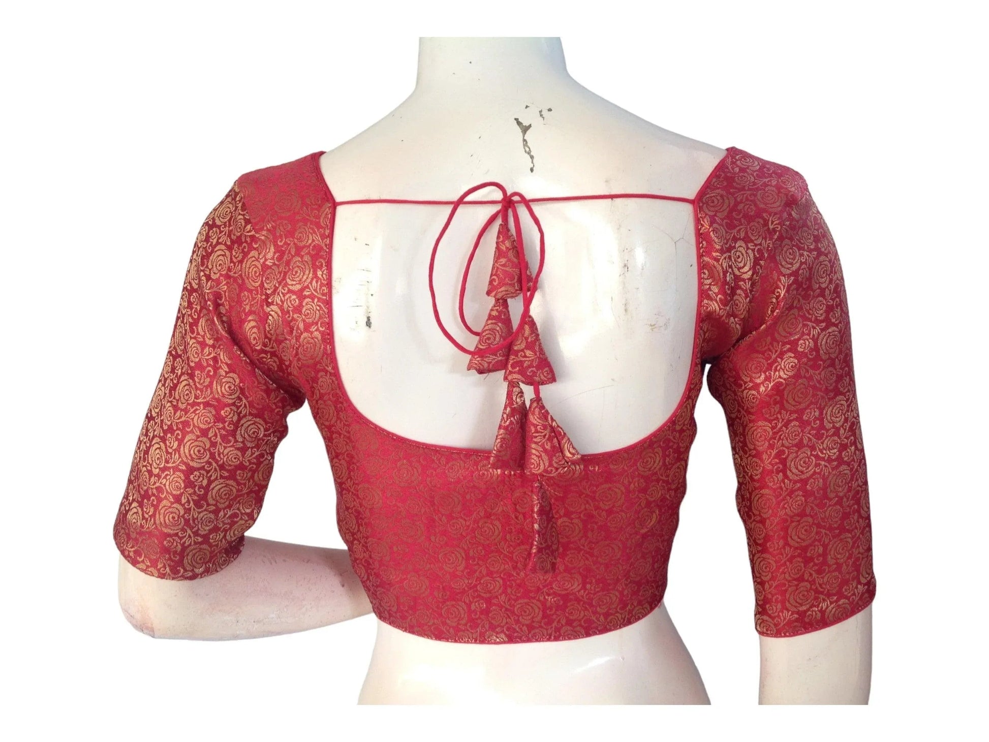 Raspberry Pink Saree Blouse, Brocade Readymade Blouse, Plus Size Indian Choli top Online - D3blouses