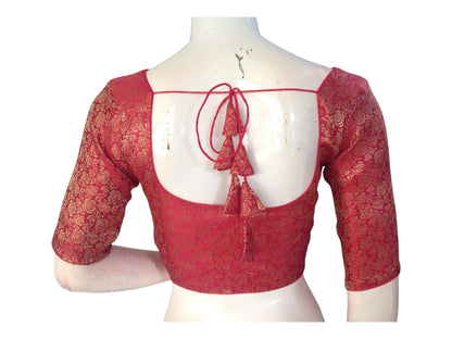 Raspberry Pink Saree Blouse, Brocade Readymade Blouse, Plus Size Indian Choli top Online - D3blouses