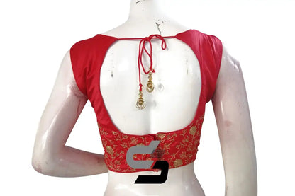 Raspberry Red Color Embroidery Party Wear Readymade Blouse - D3blouses