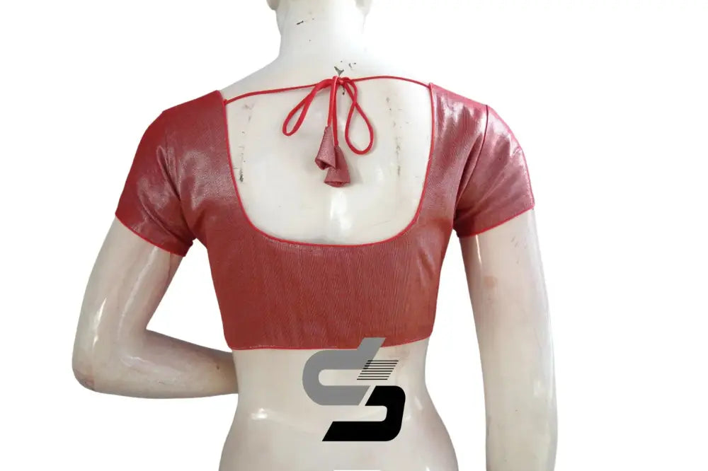 Ravishing Red, Plain Tissue Indian Designer Blouses - D3blouses