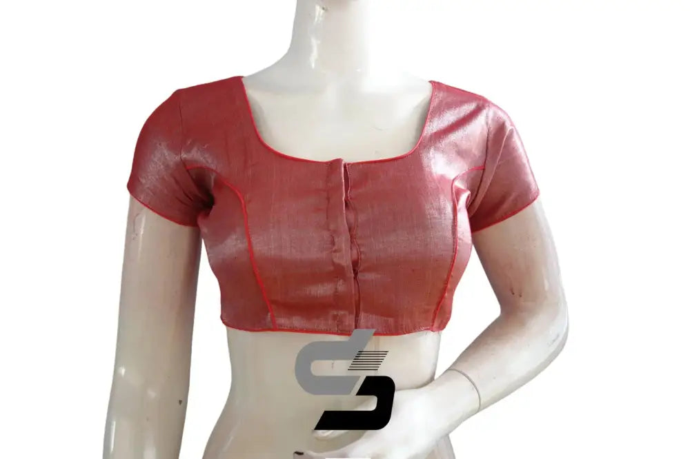 Ravishing Red, Plain Tissue Indian Designer Blouses - D3blouses